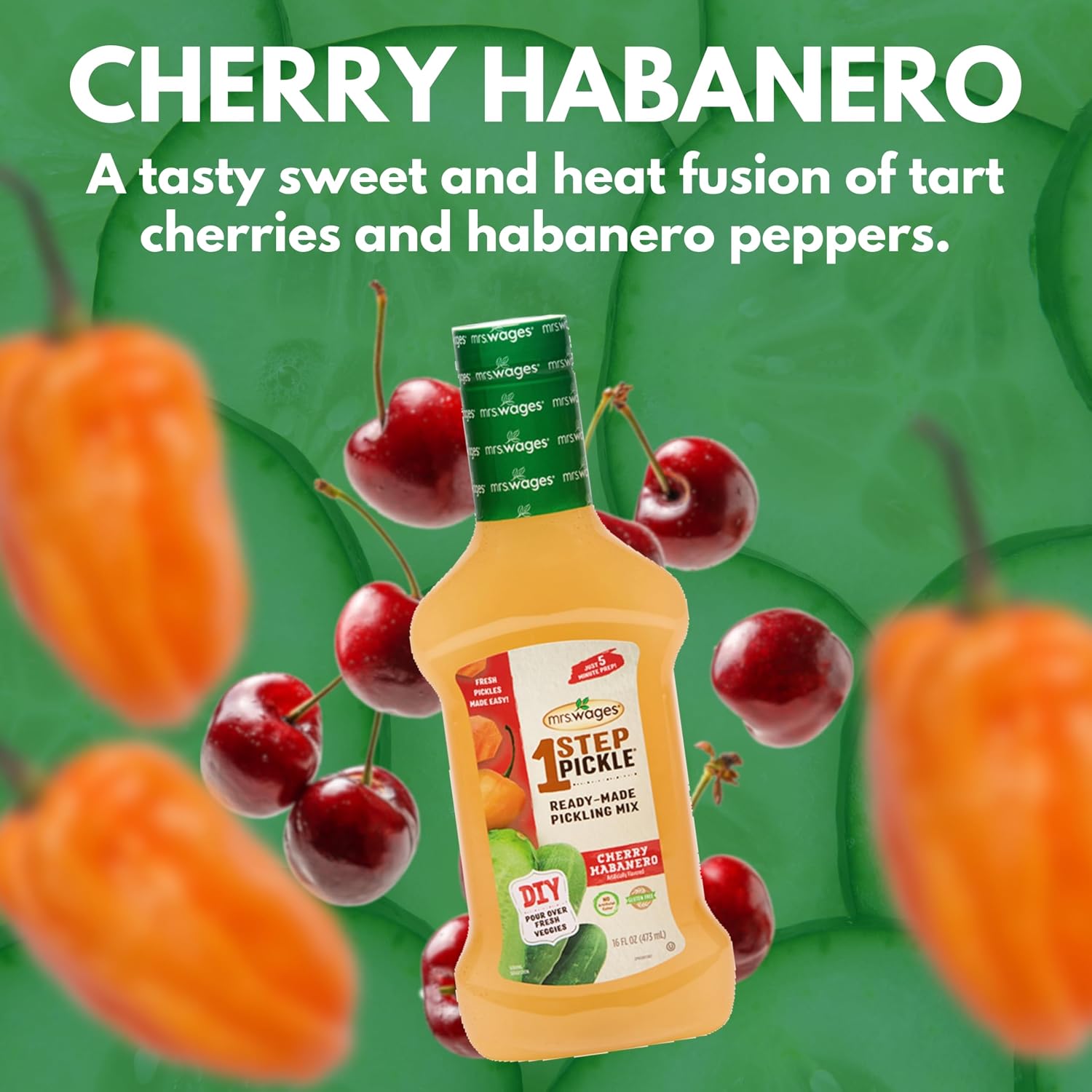 Detalle 2 de Mrs. Wages 1 Step Pickle Cherry Habanero Mix, 6 x 16 fl oz Bottles