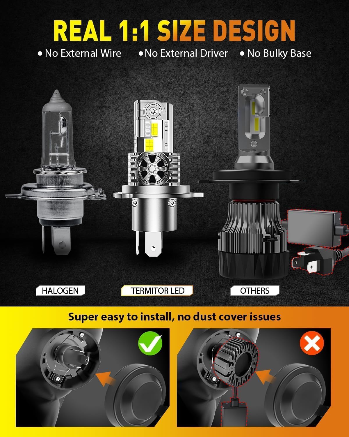 Detalle de Termitor H4/9003 HB2 6500K LED Headlight 50,000 lm