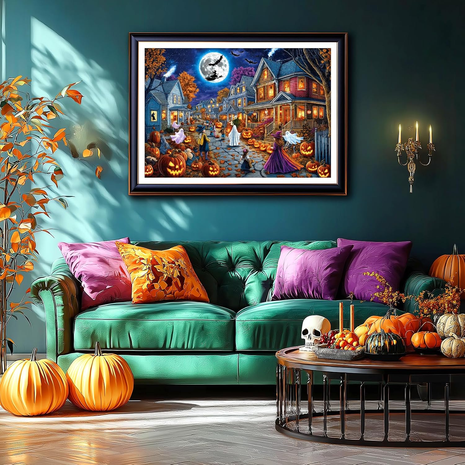 Thumbnail 3 de Halloween Village 1,000-Piece Jigsaw Puzzle for Adults, Autumn Scene and Poster