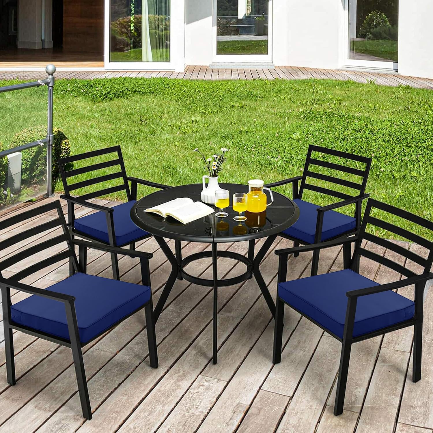 Detalle 2 de Comcaver PFCC-1919-Navy-4 Outdoor Chair Cushions, 19 x 19 x 3 Inches, Set of 4