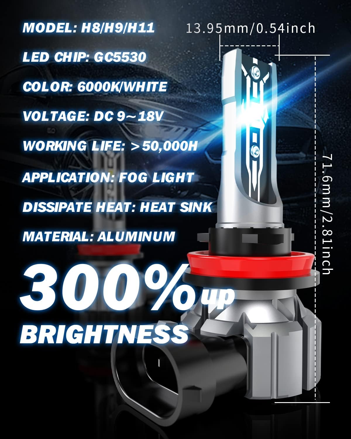 Thumbnail 4 de OUSHI Lampadine LED H11 55W Canbus