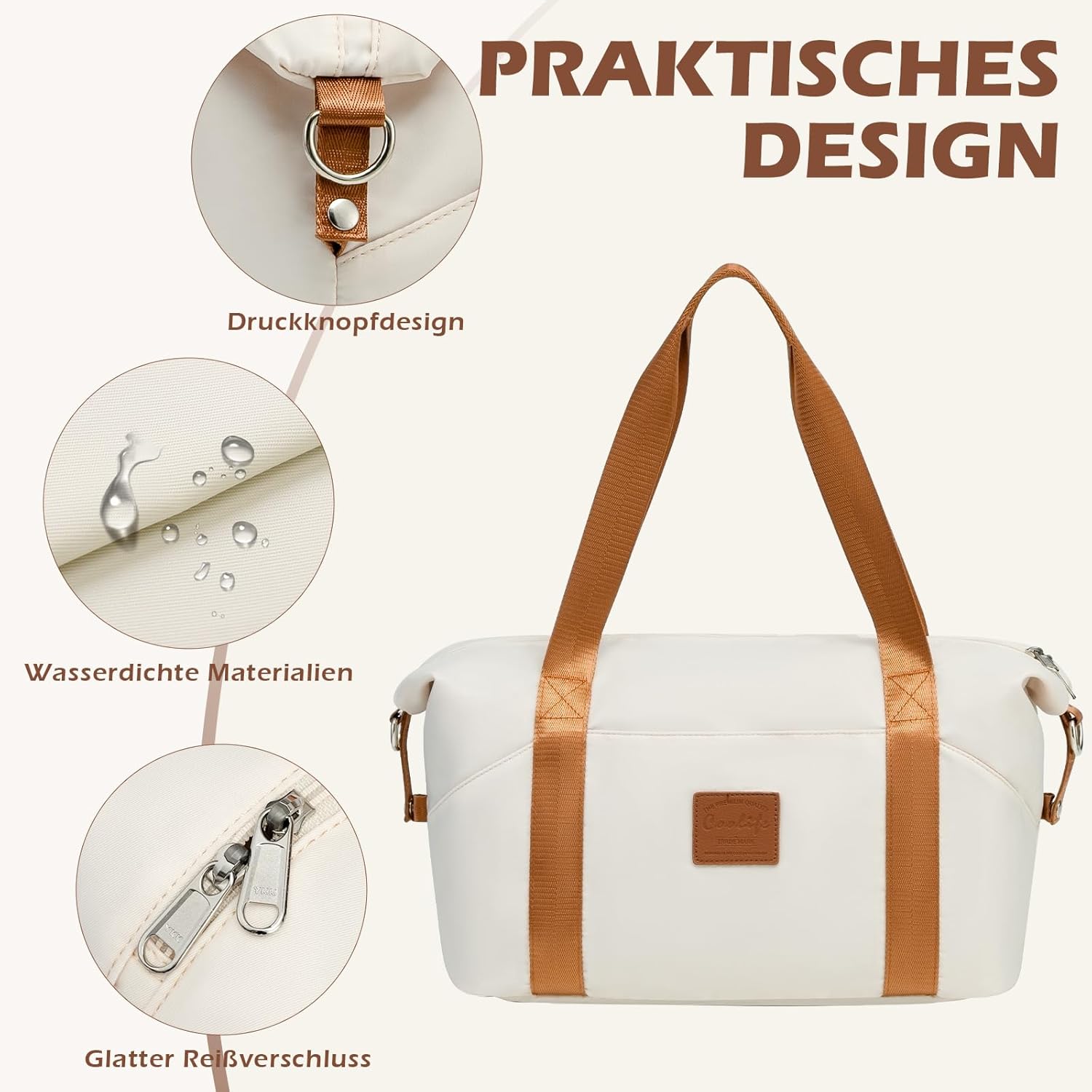 Detalle de COOLIFE Handgepäck-Koffer Set (55×35×20 cm) + 20‑L Reisetasche (40×25×20 cm) mit TSA-Schloss und 4 Silent Spinner-Rädern