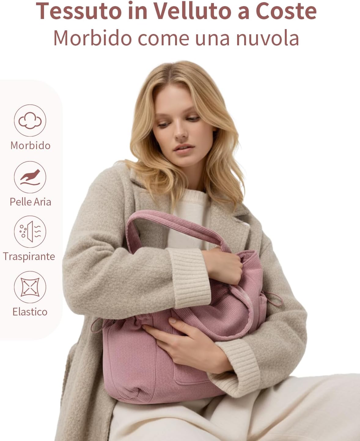 Thumbnail 2 de ECOHUB Tote Bag: Borsa Tote da Donna in velluto a coste, grande capacità, cerniera e multitasche