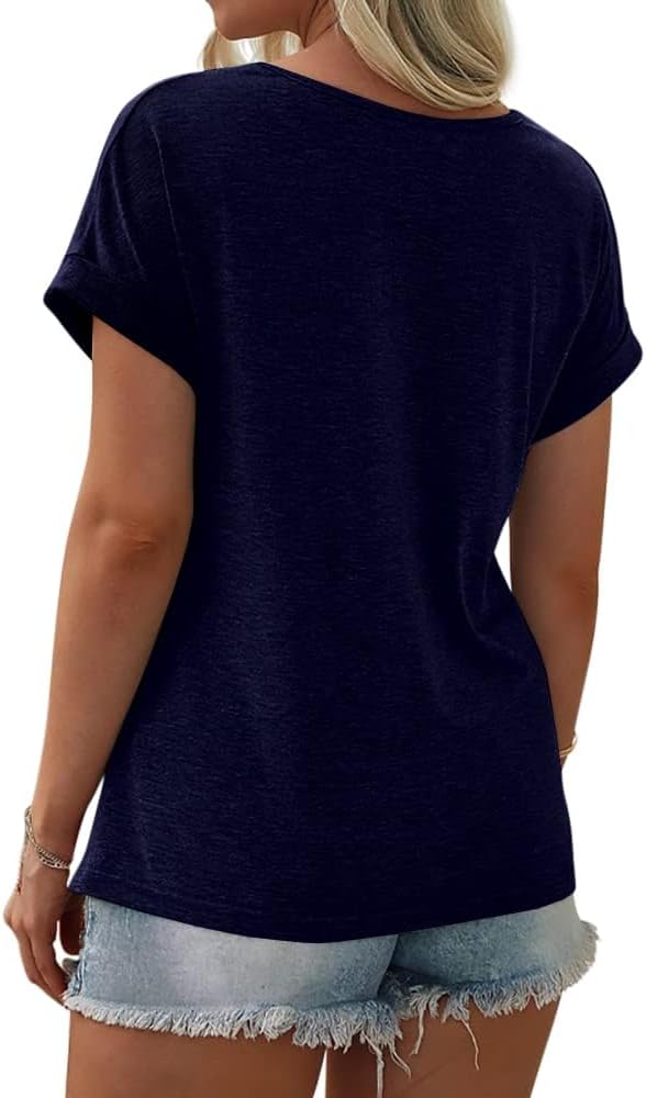 Thumbnail 1 de Fisoew Damen T-Shirt Rundhals Farbblock – locker sitzendes Baumwoll-Oberteil für den Sommer