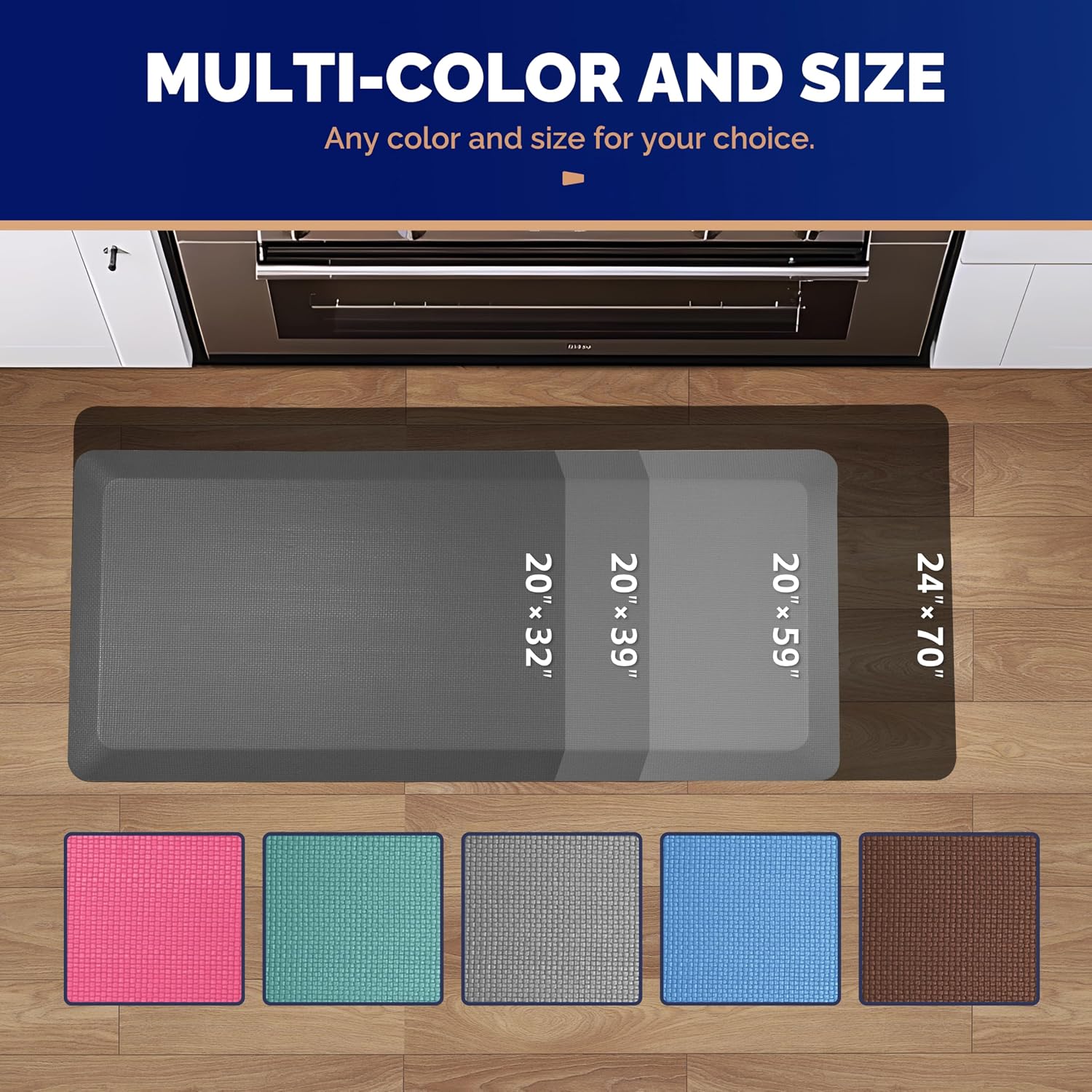 Detalle 2 de FEATOL Anti Fatigue Mat for Standing: 9/10 Inch Thick Ergonomic Standing Desk Mat (20" x 32", Gray, 1PC)