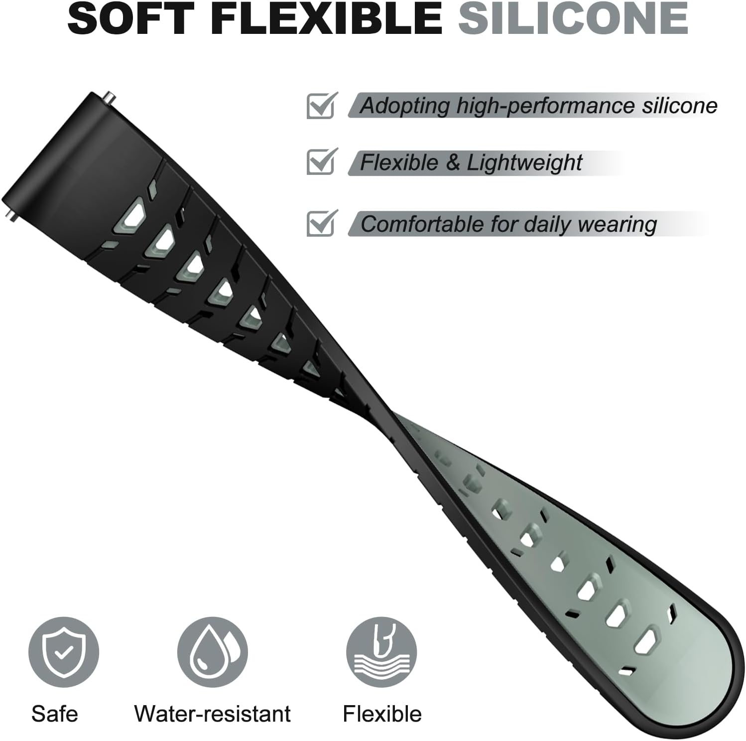 Detalle de OVERSTEP 20mm Silicone Replacement Strap for Garmin: Versatile, Durable Comfort