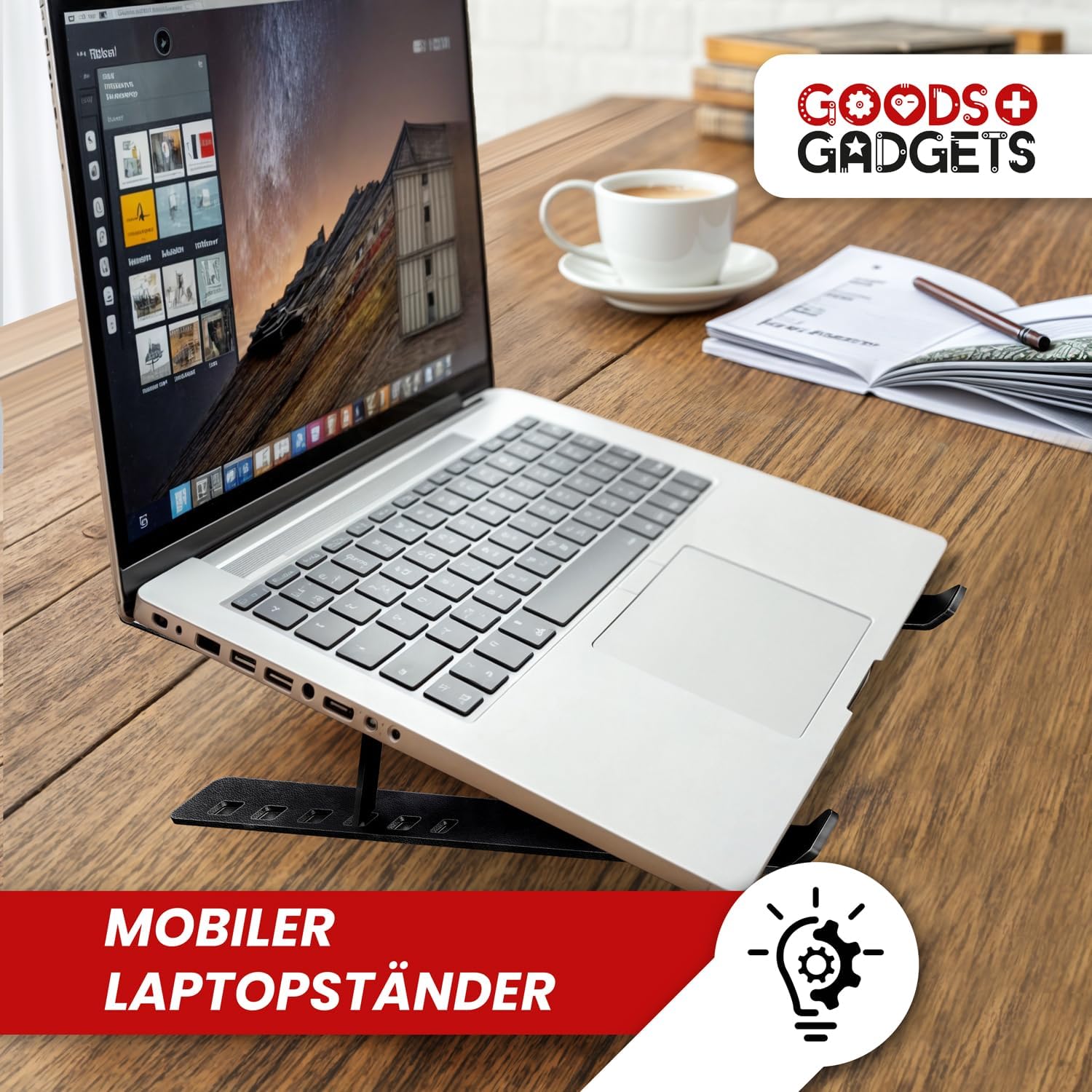 Thumbnail 3 de GOODS+GADGETS Foldable Laptop Stand, Height-Adjustable with Open-Frame Ventilation