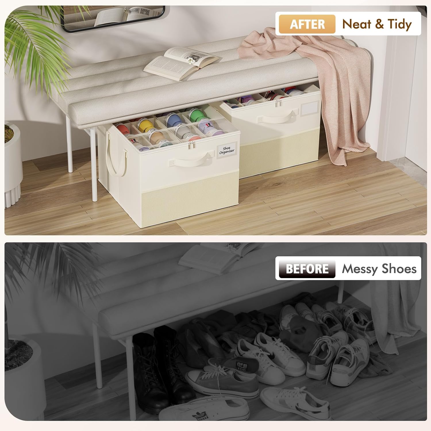 Thumbnail 3 de NestOrganix 2 Pack Shoe Organizer for Closet (Large, Foldable, with Adjustable Dividers)