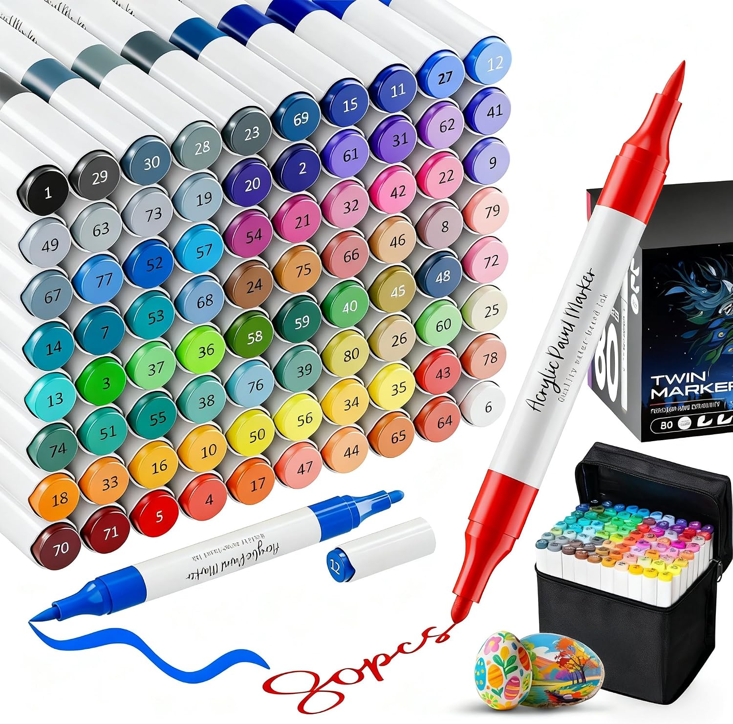 Detalle de Kitire Acrylic Paint Pens, 80 dual tips