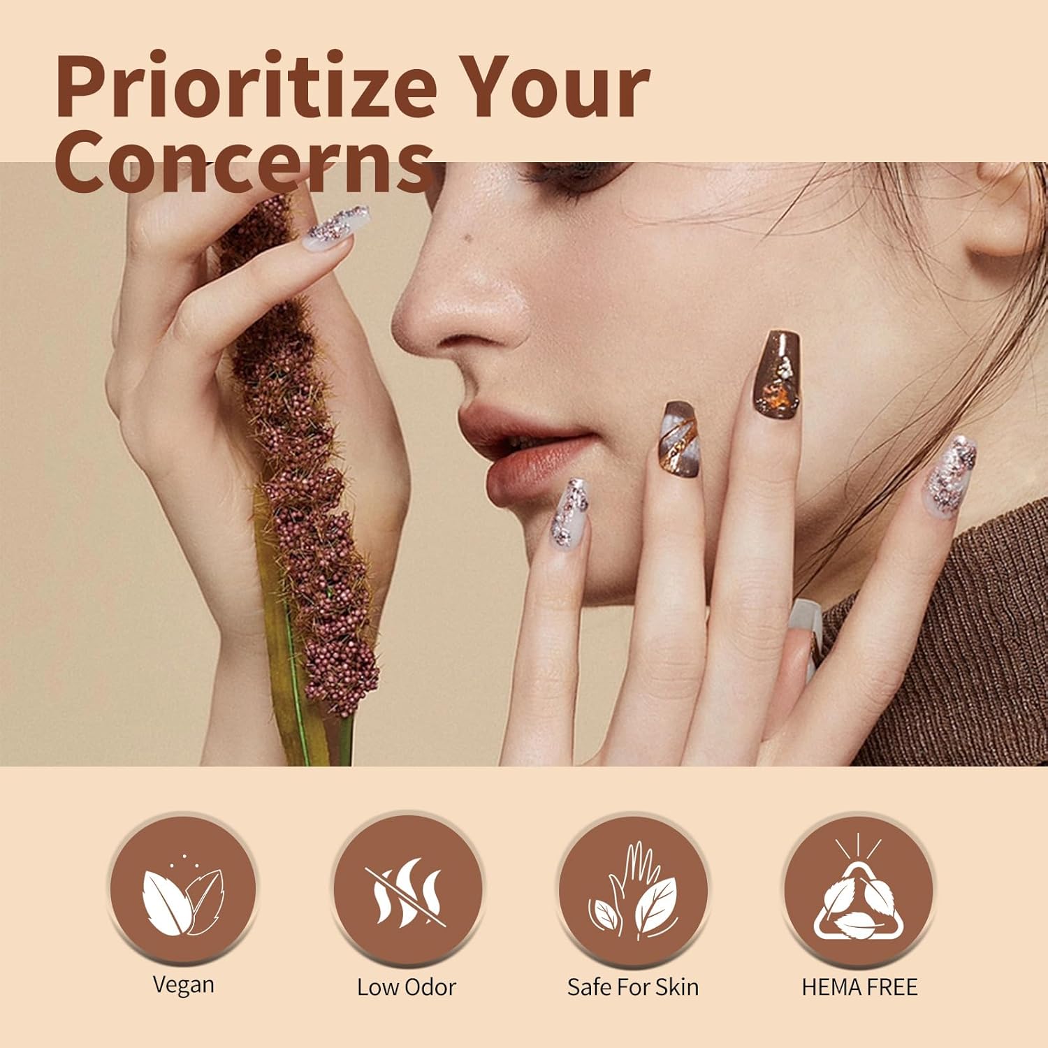 Detalle de CANNI 6Pcs 9ml Hema-Free Nude Brown Fall Gel Nail Polish Set