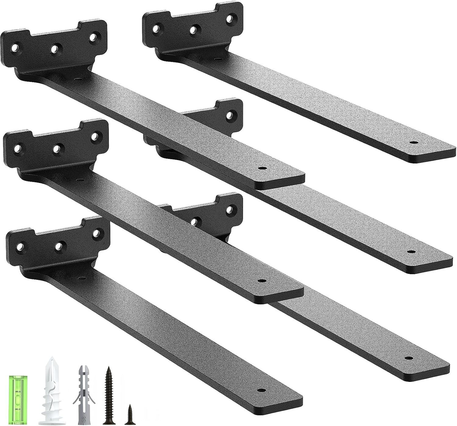 Detalle de Yeabett 6-Pack 30cm Right Angle Floating Shelf Brackets – Black, 70kg Load