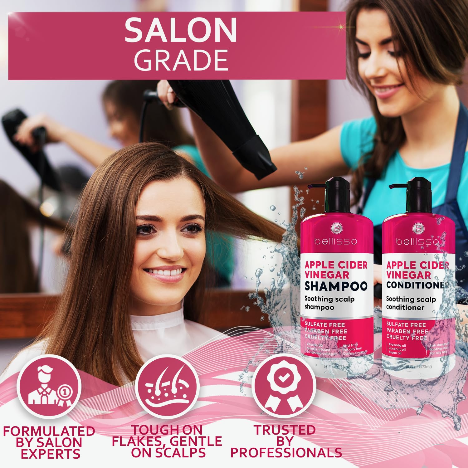 Thumbnail 4 de Bellisso Apple Cider Vinegar Shampoo and Conditioner Set for Itchy Scalp