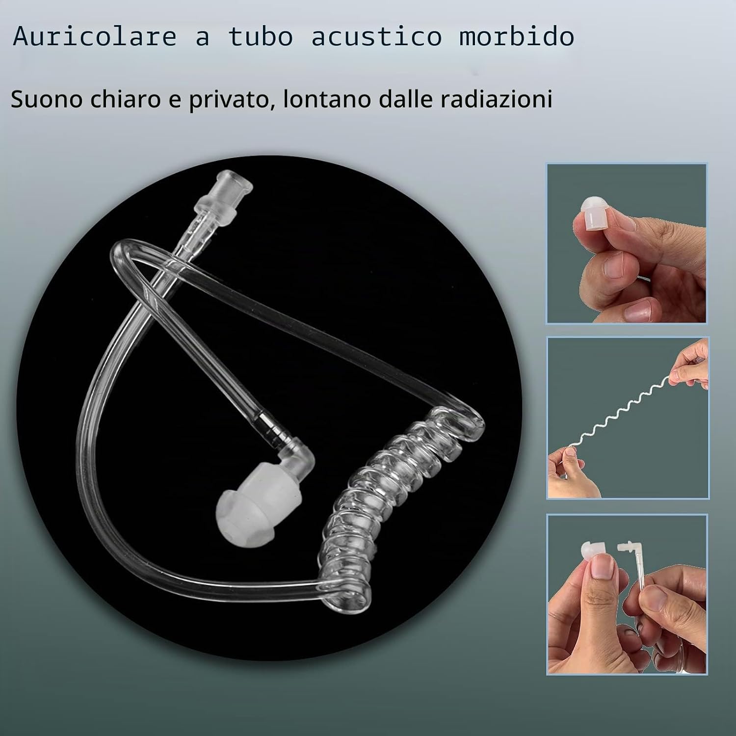 Detalle de Cuffia Walkie Talkie Retevis con Tubo Acustico Trasparente – compatibile RT24/RT15/RT27/RT5R e Baofeng UV-5R