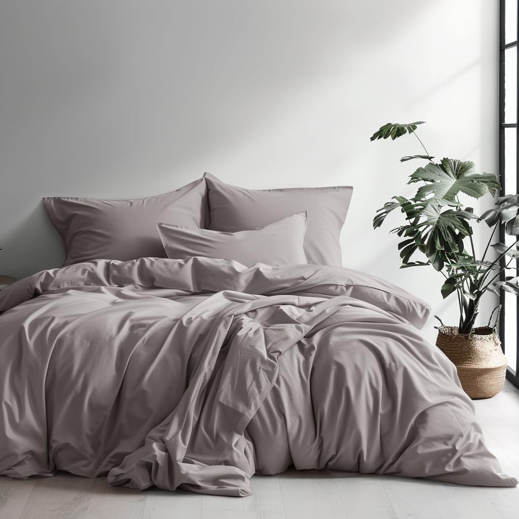 Luff Bamboo Silk Bedding Set: Duvet Cover & Pillow Cases in Light Grey (Double)