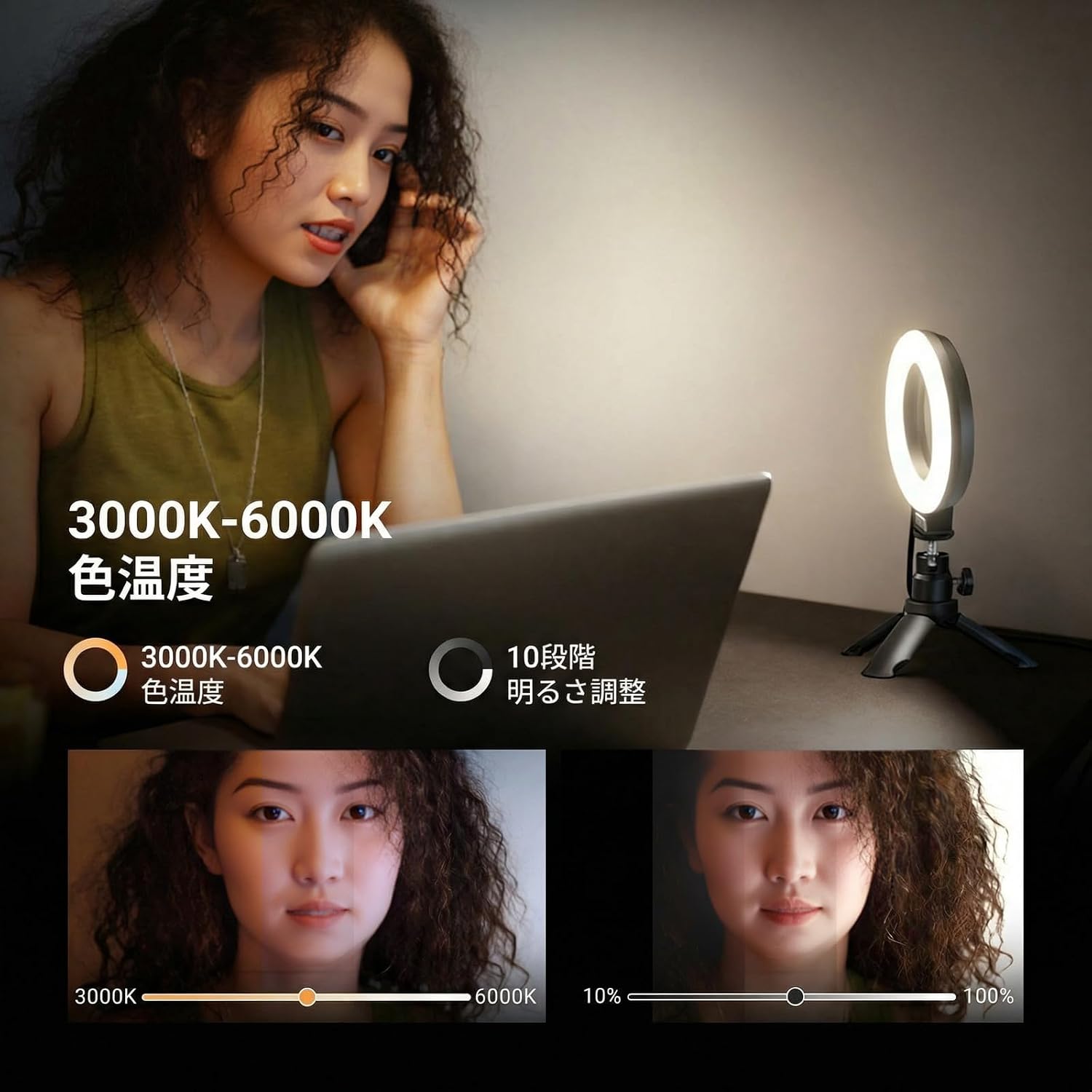 Thumbnail 4 de NEEWER BASICS BR60 5インチリングライト、クリップ・卓上三脚付き、10W・色温度調整