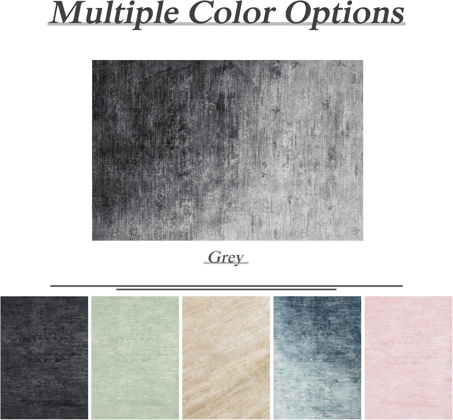 Thumbnail 6 de LIANLAM Washable Rug 8x10 Area Rug (Gray) with Stain-Resistant, Non-Slip TPR Backing