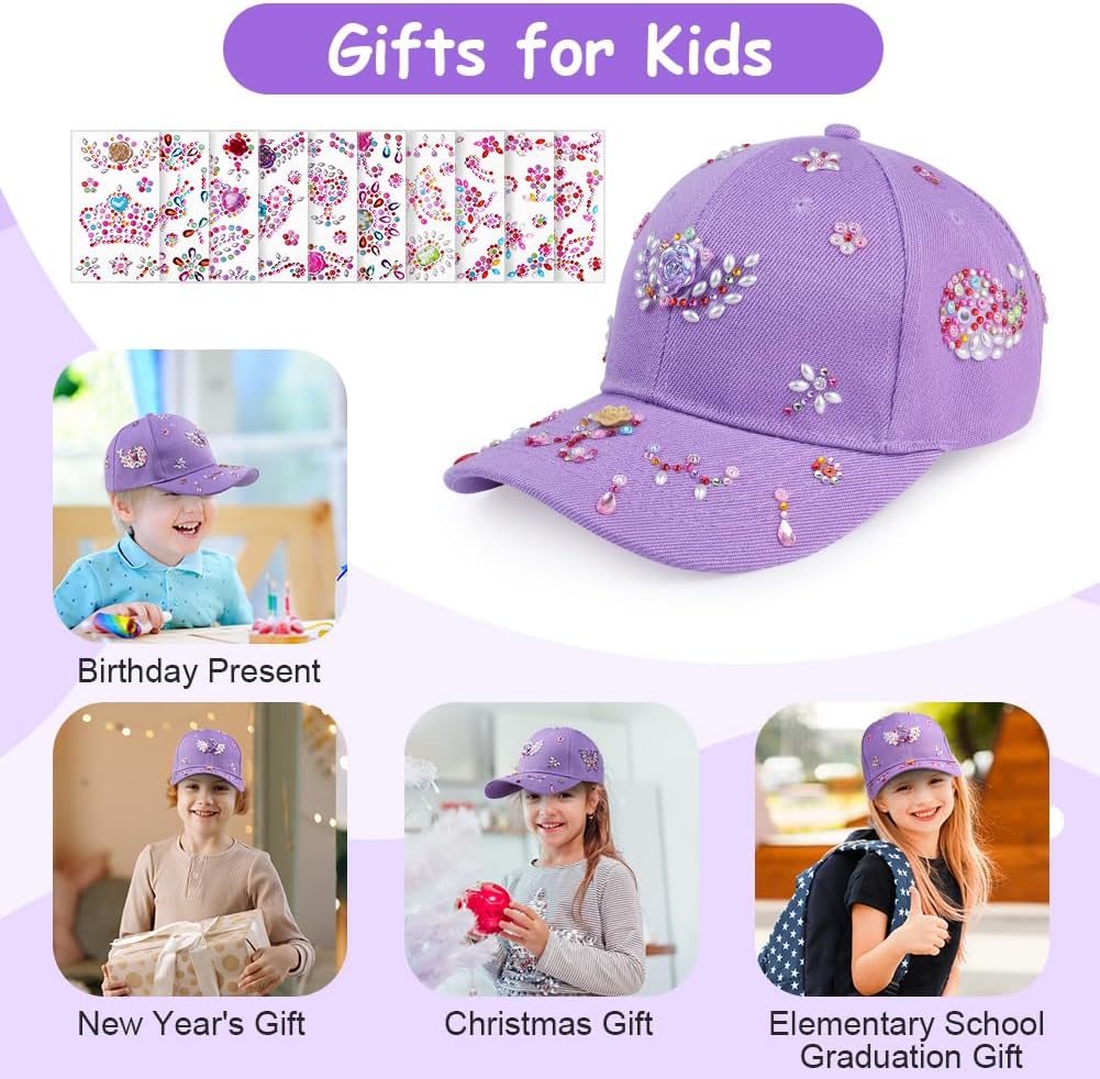 Thumbnail 6 de Aomig Cappello Baseball Bambino con Adesivi Strass: Protezione UV e Creatività per i più piccoli