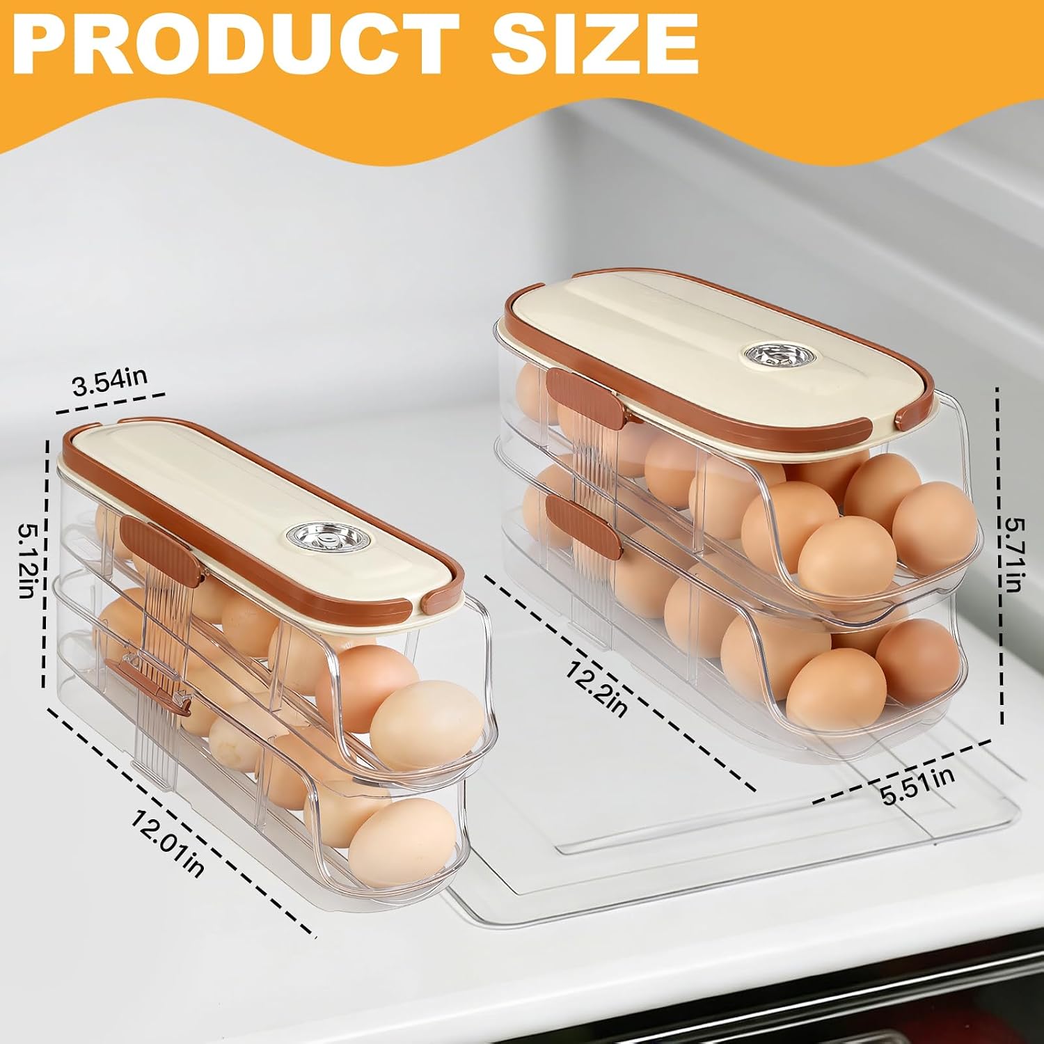 Thumbnail 1 de Qxutiwy DCF456782E Double-Column Refrigerator Egg Holder with Rolling Tray