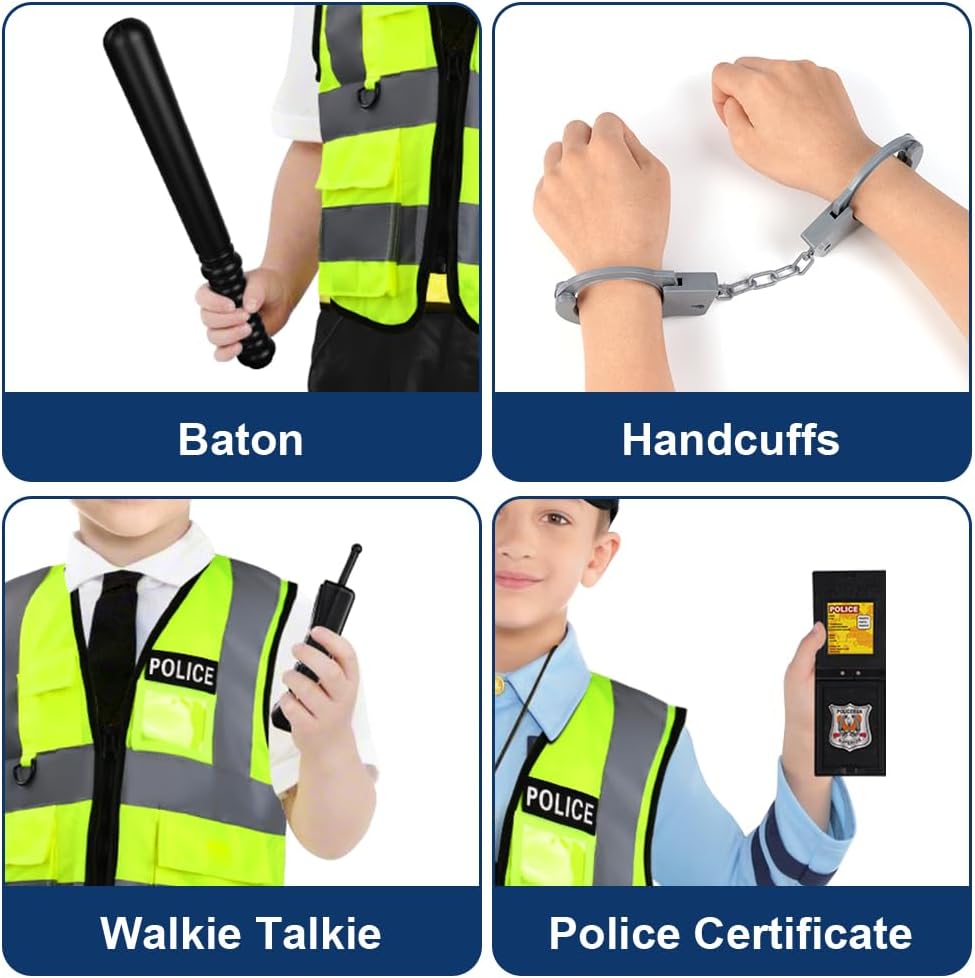 Thumbnail 4 de AOMIG 3655422 politiekostuum voor kinderen met vest, pet en politieaccessoires