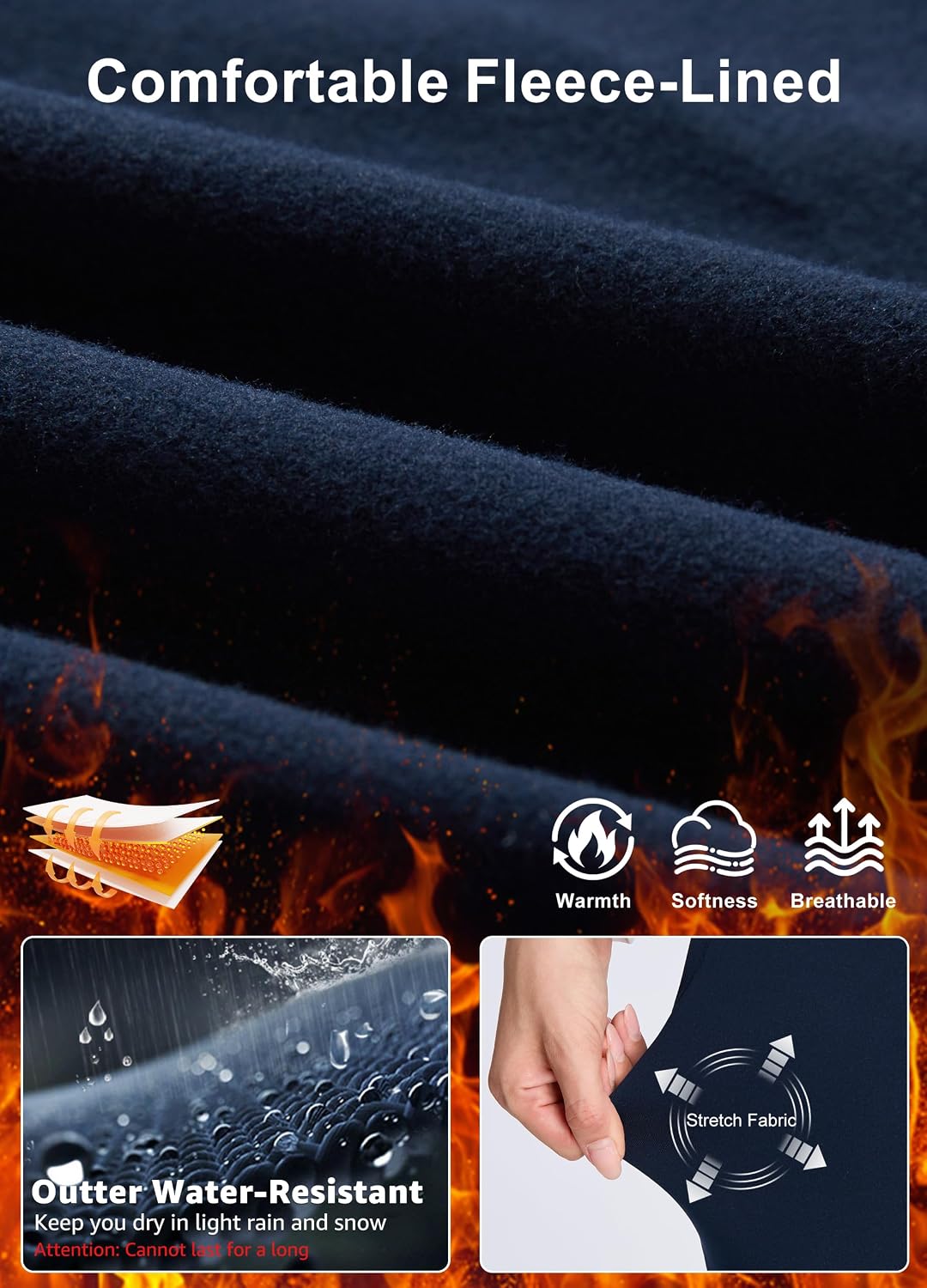 Thumbnail 3 de Libin Women's Fleece-Lined Flare Leggings, High-Waisted, Water-Resistant with Pockets