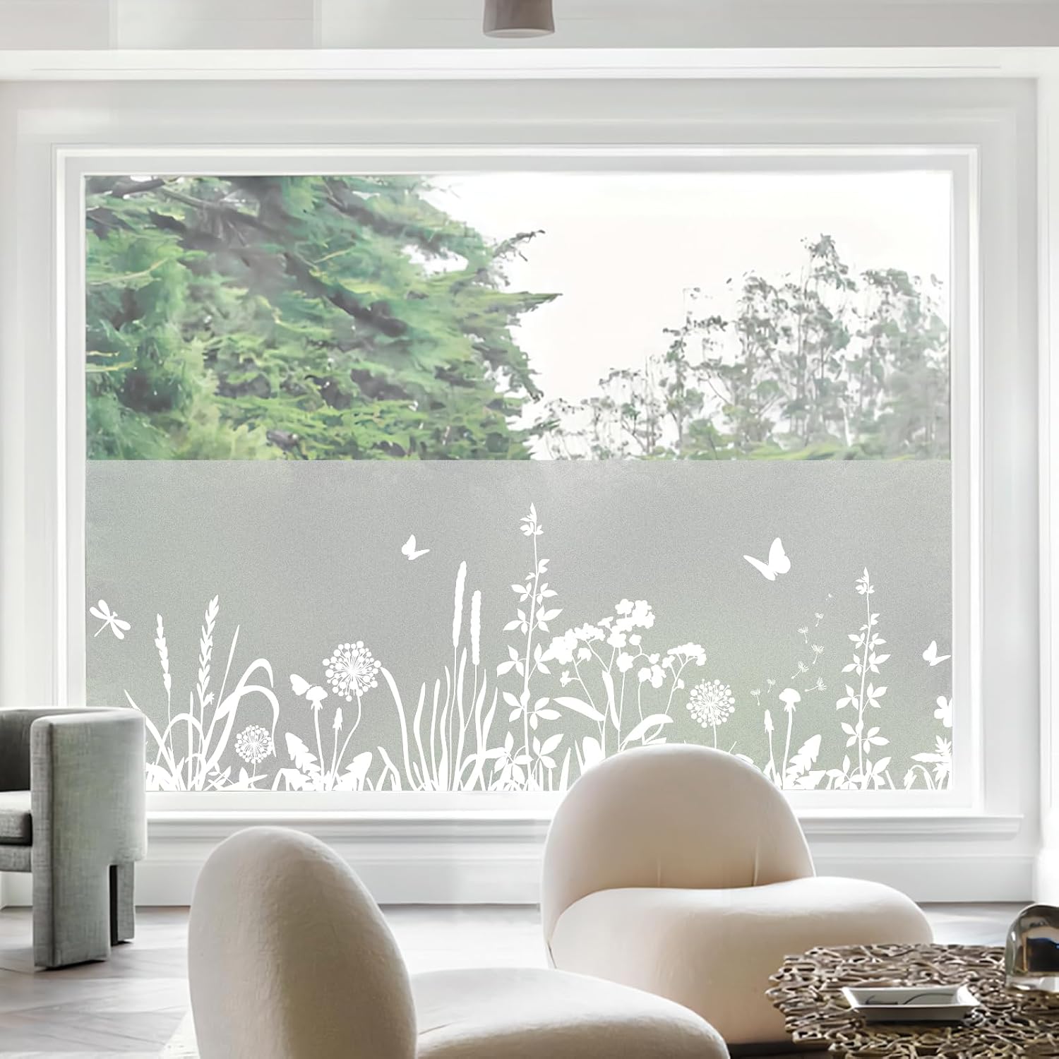 Detalle de dktie Fensterfolie Blickdicht – Milchglasoptik, wiederverwendbar, ohne Kleber 44,5 x 200 cm