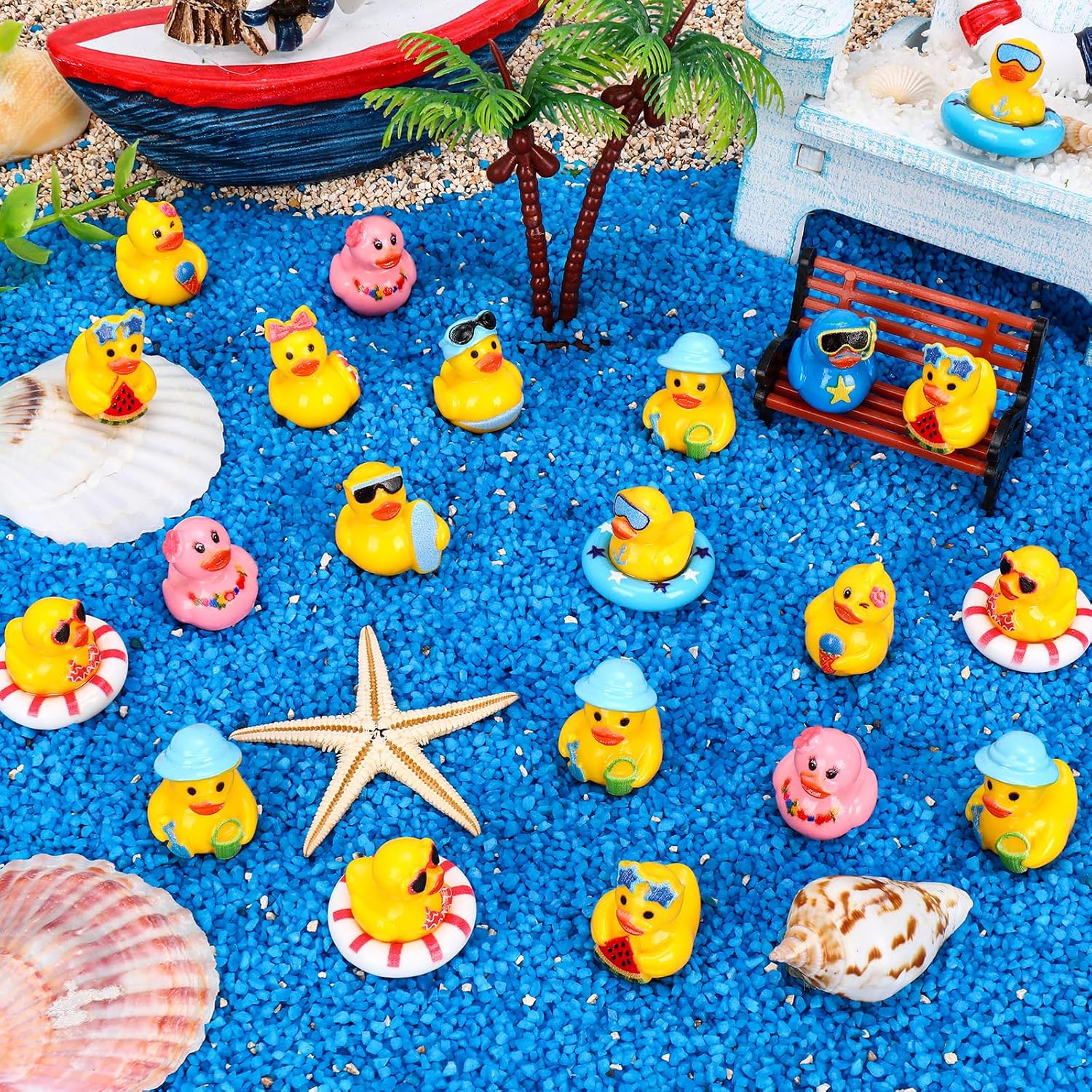 Thumbnail 2 de 120 Pcs Summer Mini Resin Ducks – 10 Styles for DIY Decor, Parties, and Cruise Ship Games