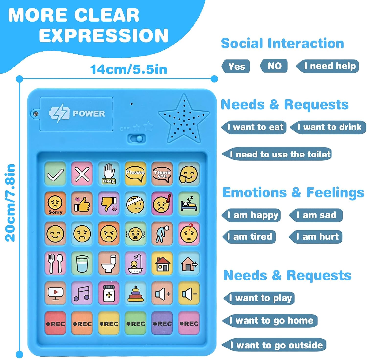 Thumbnail 4 de Xylira AAC Communication Device with 28 Phrases and 6 Recordable Buttons