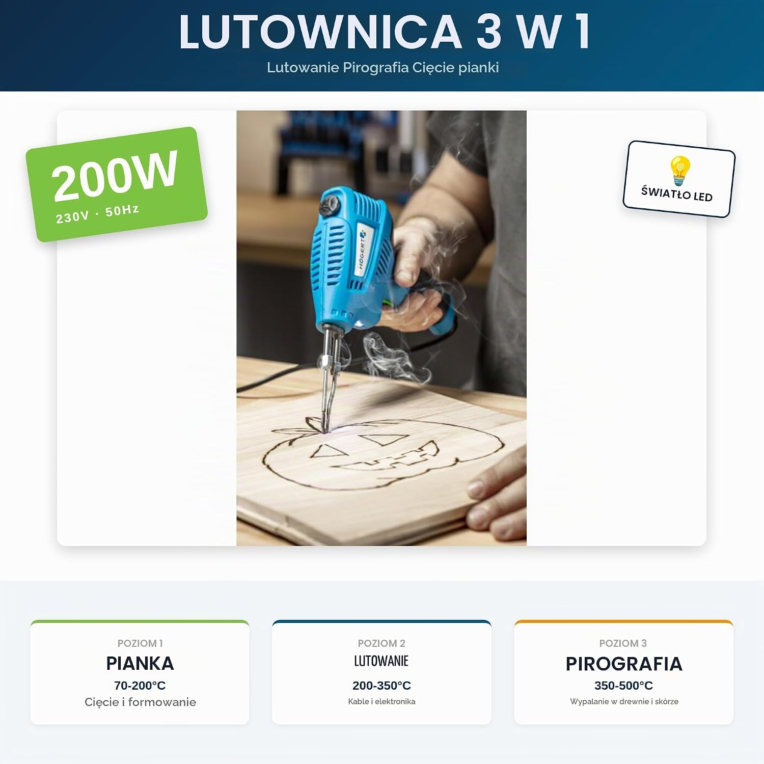 Thumbnail 5 de Högert Technik lutownica transformatorowa 200 W z 3 poziomami temperatury i LED