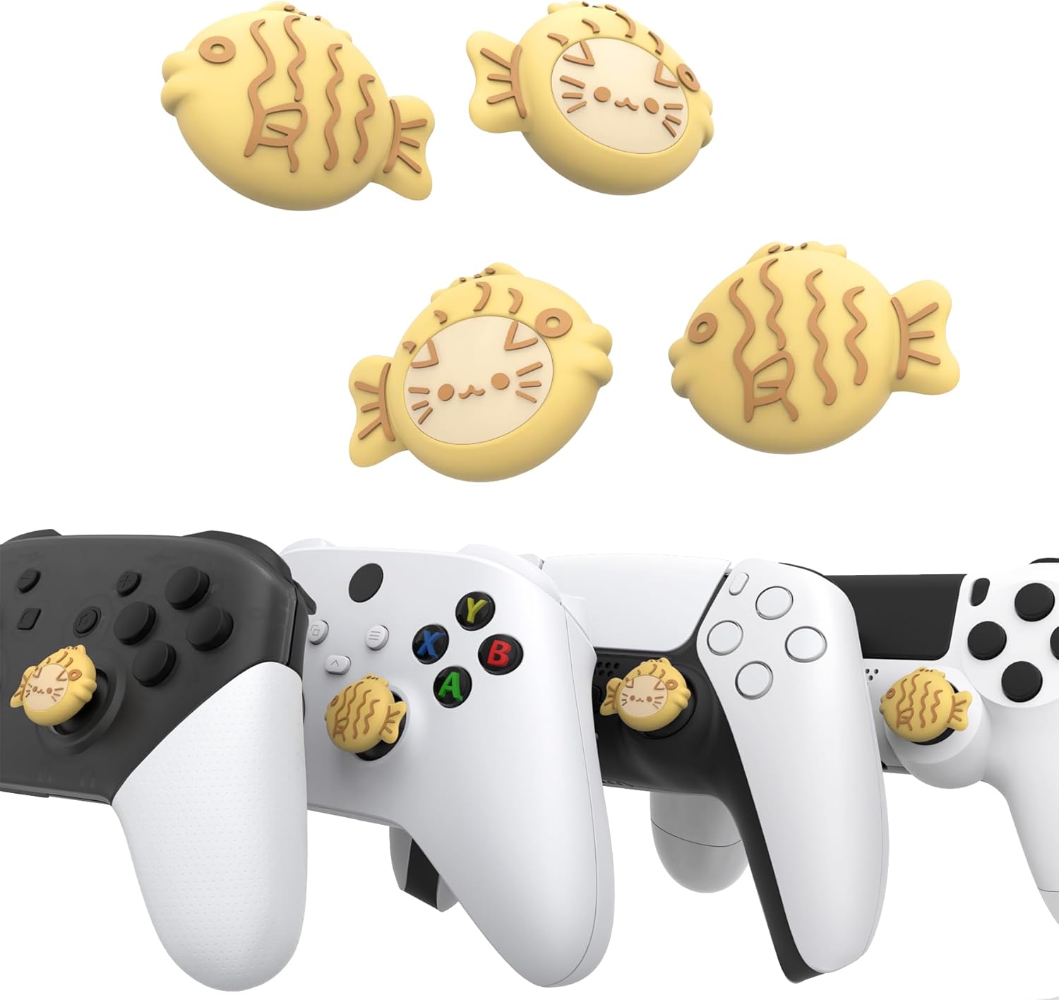 Detalle de PlayVital Taiyaki Kitten Thumb Grip Caps for Controllers – Cute Silicone Covers