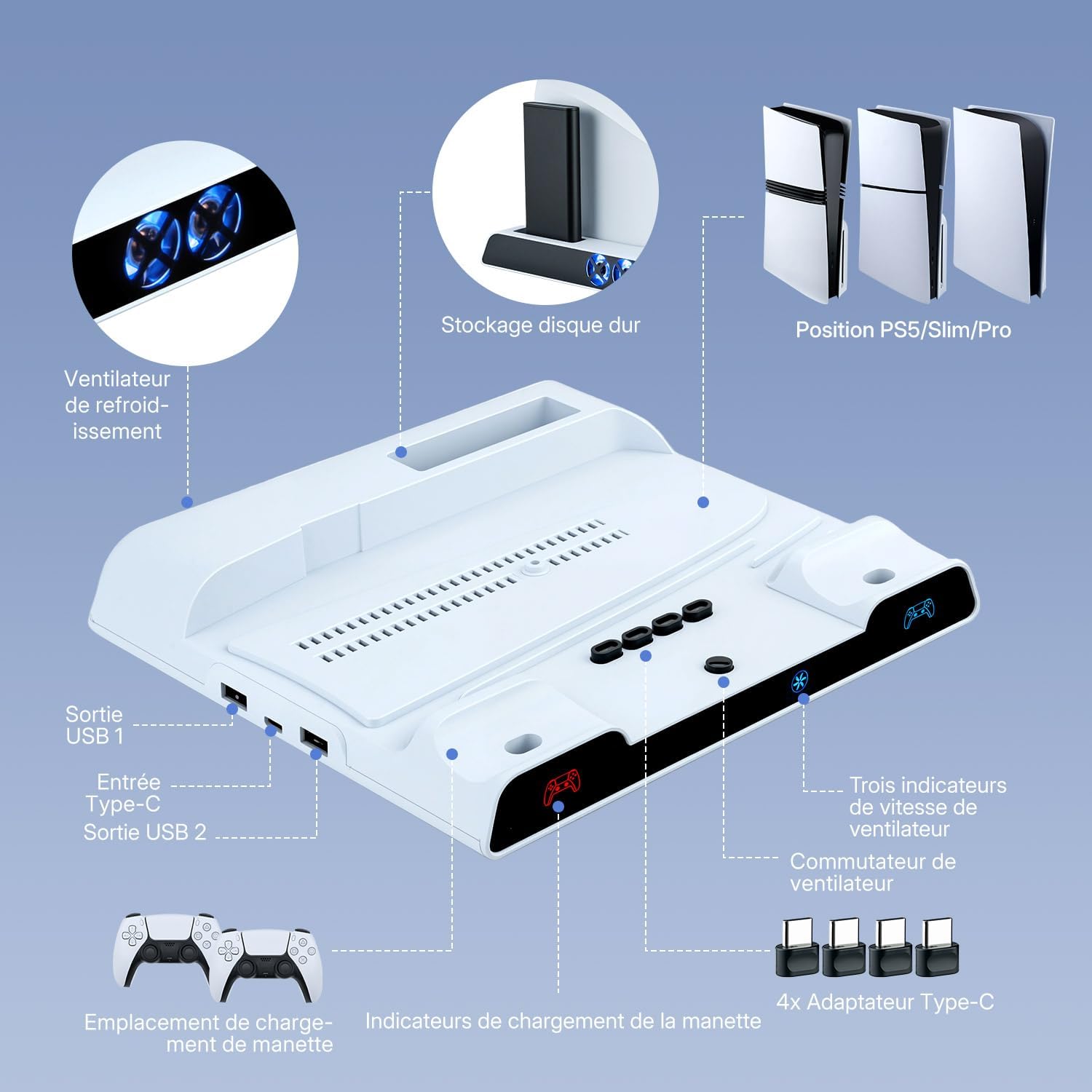 Thumbnail 2 de Wigearss Ventilateur station refroidissement PS5