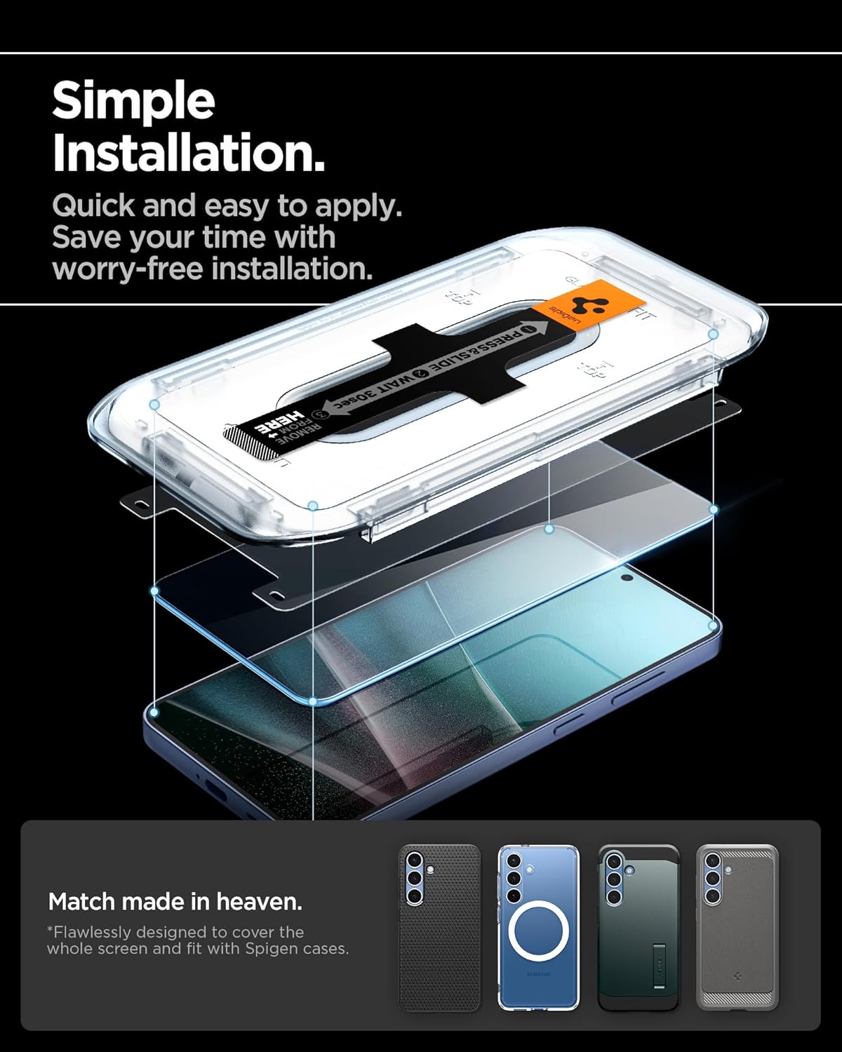 Thumbnail 3 de Spigen Glas.tR EZ Fit verre trempé pour Samsung Galaxy S25 Plus / S24 Plus – 2 pièces, installation facile, dureté 9H