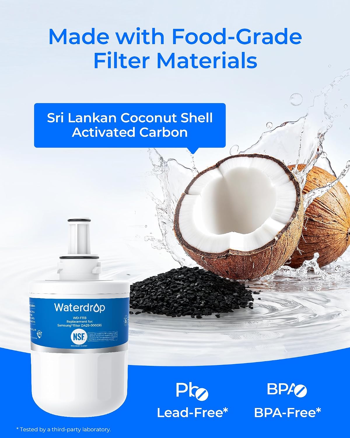 Thumbnail 5 de Waterdrop WD-F11B Refrigerator Water Filter, 3-Pack Coconut Carbon Replacement