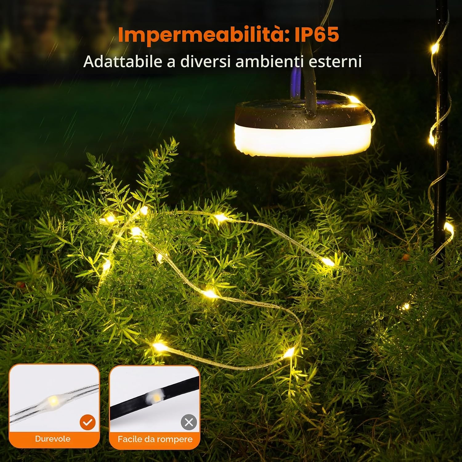 Thumbnail 3 de FOMYHEARD 10M Catena luminosa da campeggio arrrotolabile 4 in 1 – 9 modalità, USB ricaricabile, impermeabile IP65