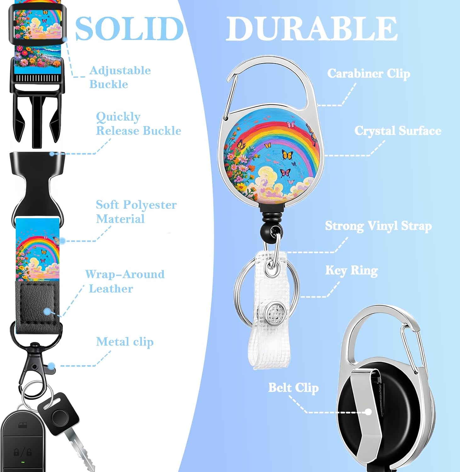 Thumbnail 2 de ID Badge Holder with Breakaway Lanyard, Sky Butterfly