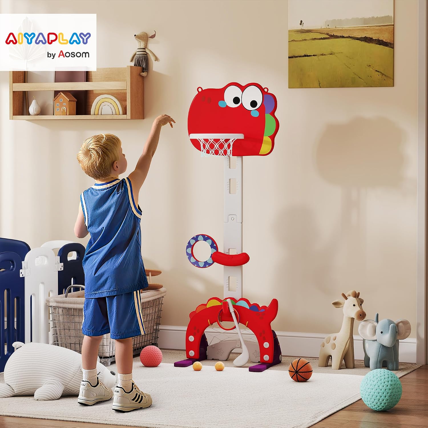 Thumbnail 1 de AIYAPLAY 331-051V00RD basketbalmand voor kinderen, rood, 5-in-1