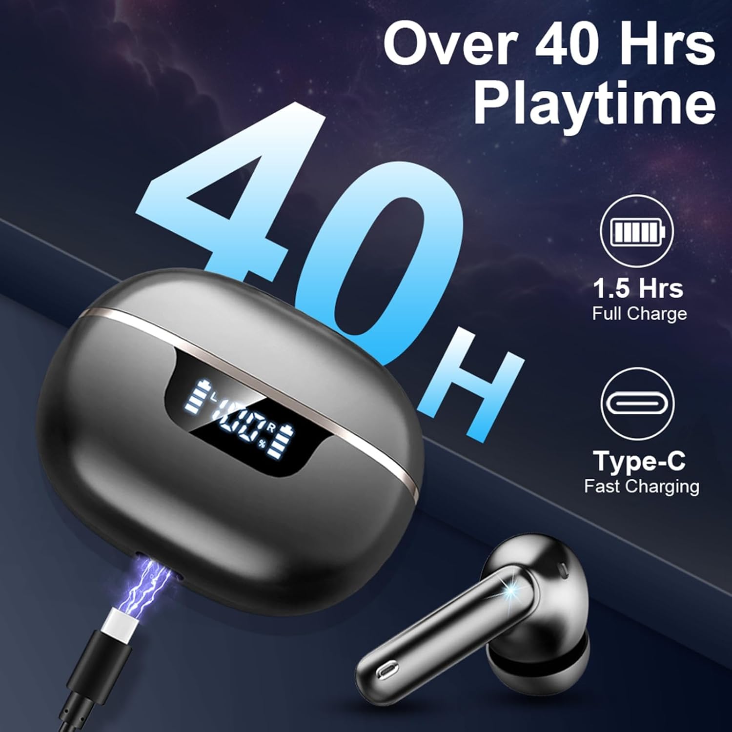 Thumbnail 6 de Cuffie Bluetooth 5.4 Nuovo Auricolari In Ear HiFi con ANC ENC, IP7 e Display LED
