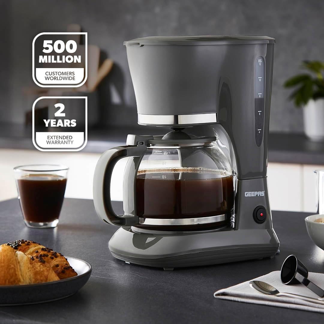Detalle de GEEPAS 1.5L Filter Coffee Machine (800W) with Anti-Drip, Boil-Dry Protection & Auto Shut-Off