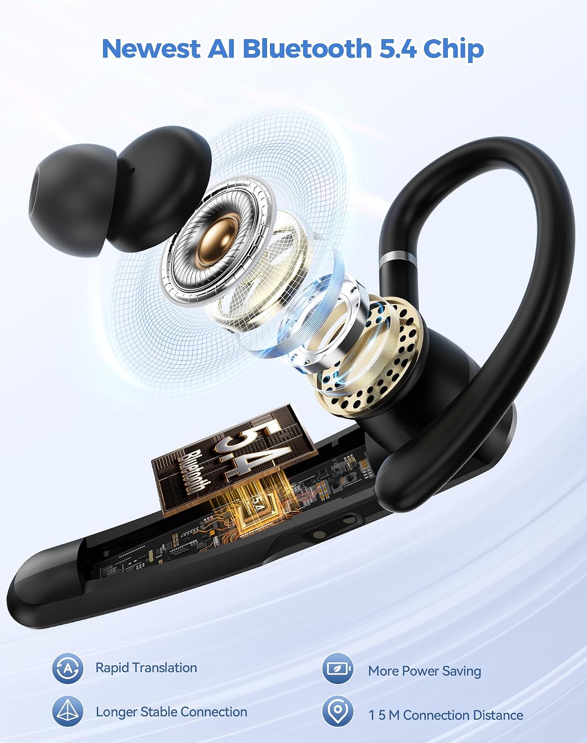 Thumbnail 4 de TECKNET Bluetooth Earpiece with Dual Mic ENC and Real-Time AI Translation