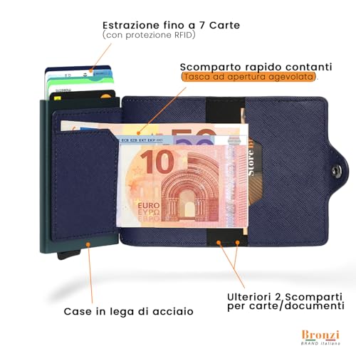 Thumbnail 2 de Bronzi Portafoglio Slim RFID Blu Scuro – Portafoglio da Uomo con Prottetione RFID, Design Italiano e Confezione Regalo