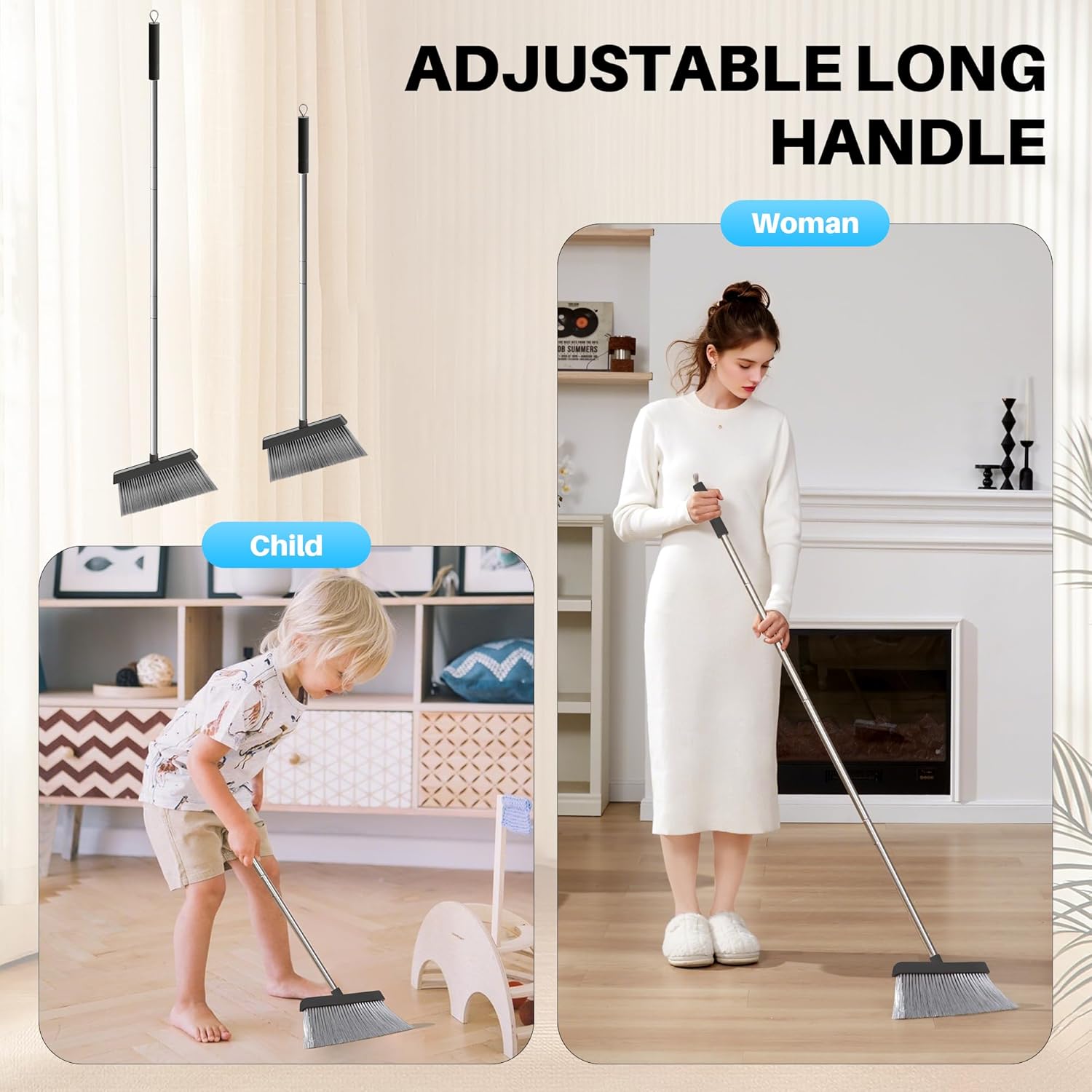 Thumbnail 2 de Joymoop Black Broom & Dustpan Set 60