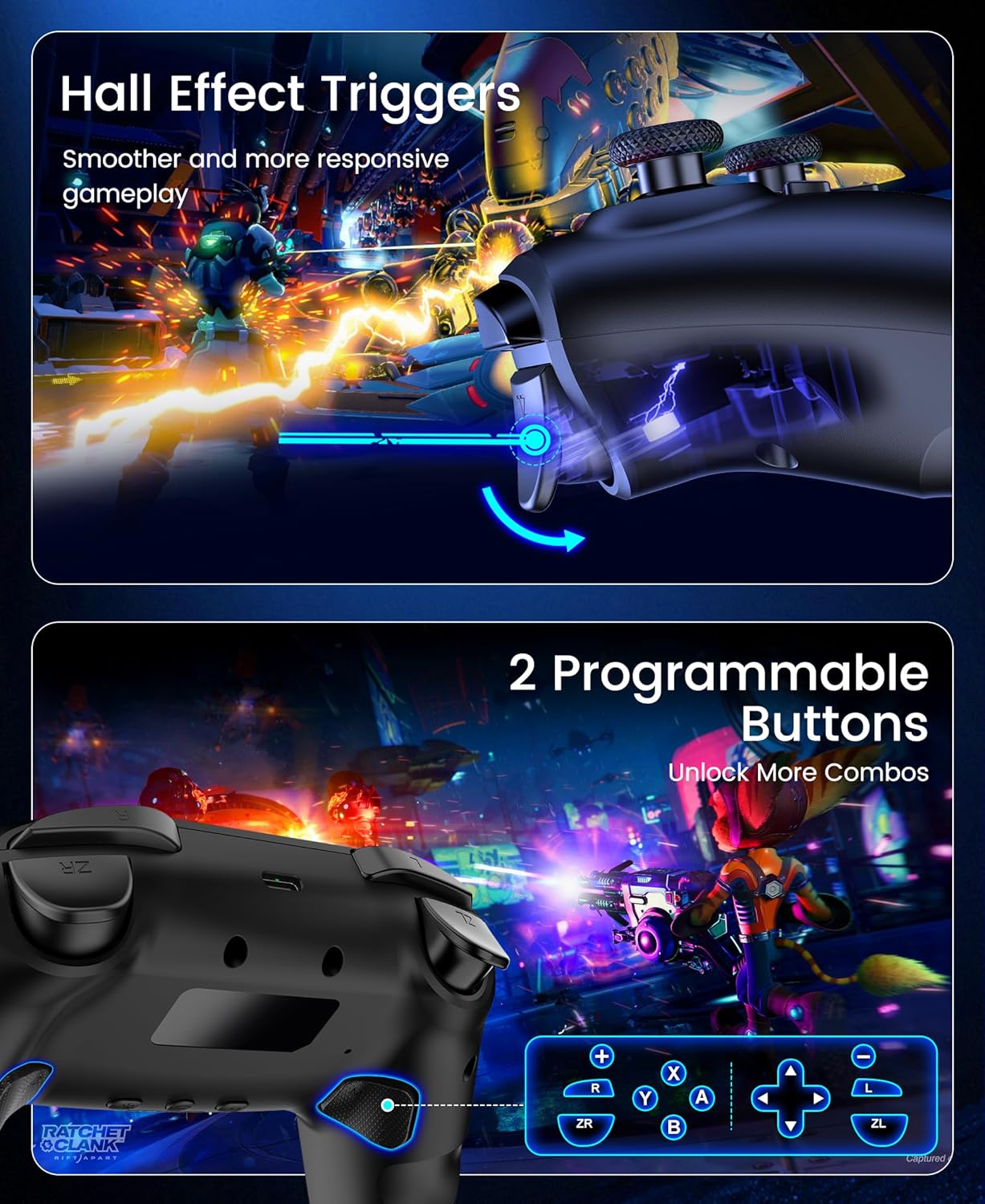 Thumbnail 5 de Switch 2 Controller für Switch/OLED/Lite mit Ladestation, RGB-Beleuchtung und Turbo-Funktionen