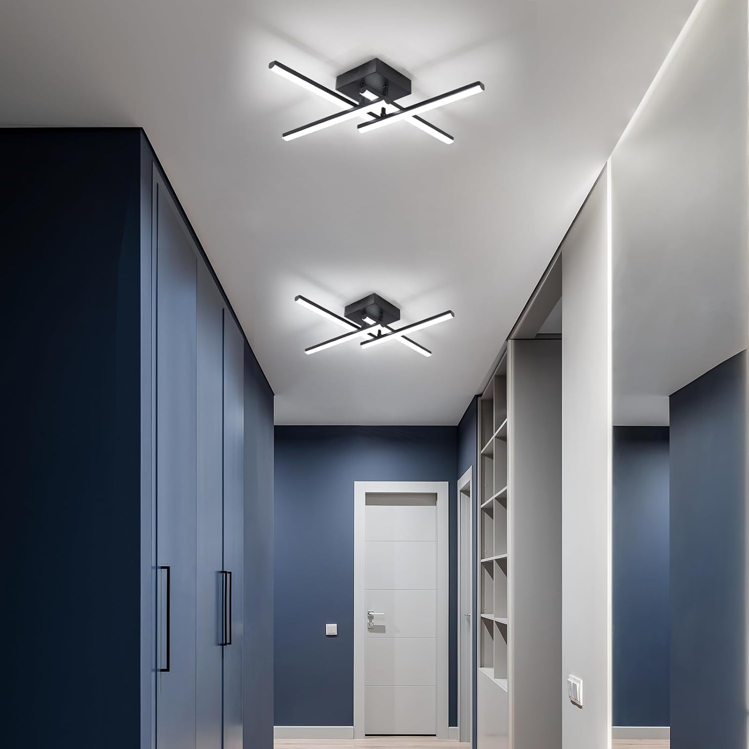 Detalle de EIDISUNY Modern LED Ceiling Light (24W) Black with 4 Built-in LED Boards, 6500K Cool White