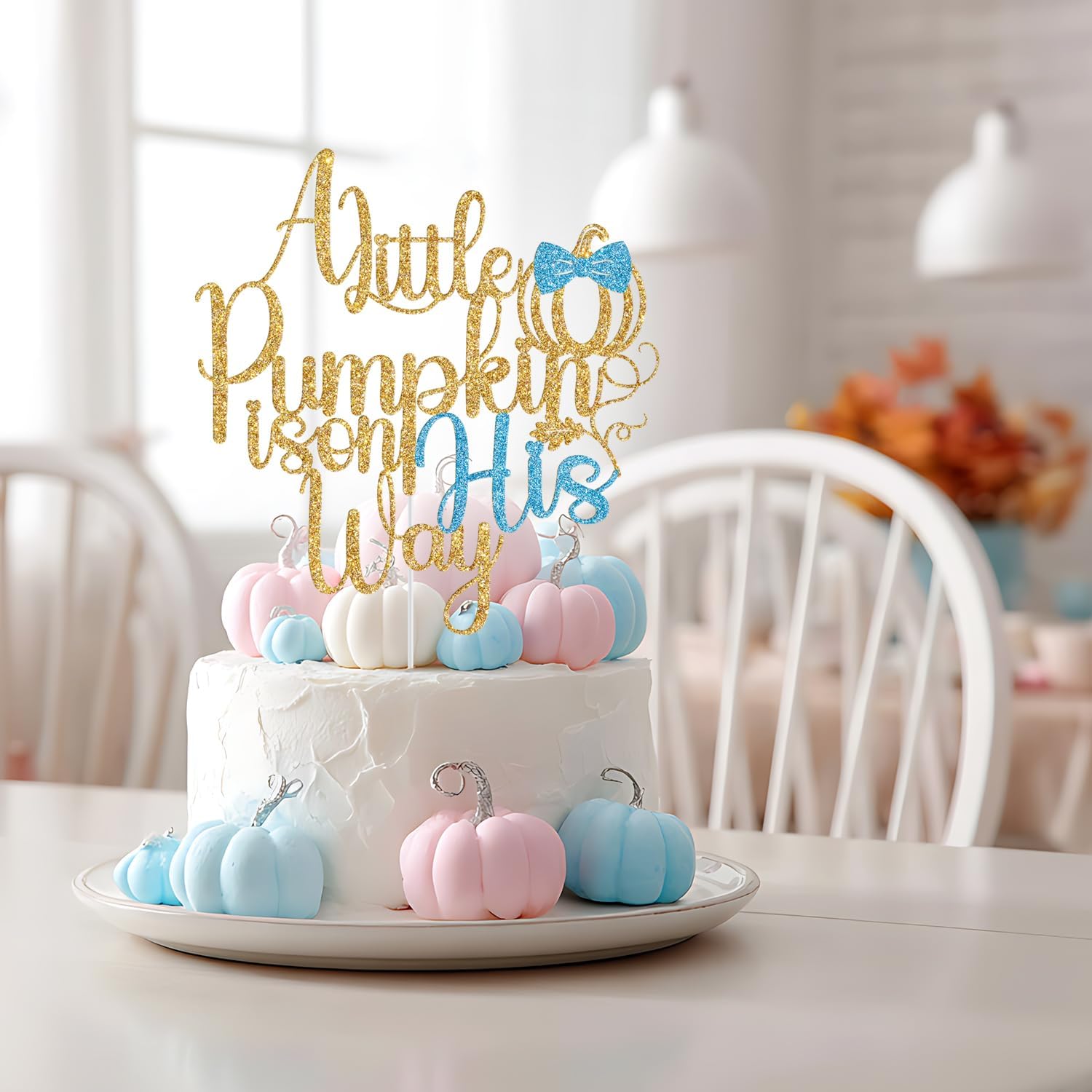 Thumbnail 2 de Cake Topper, Gold and Blue Glitter