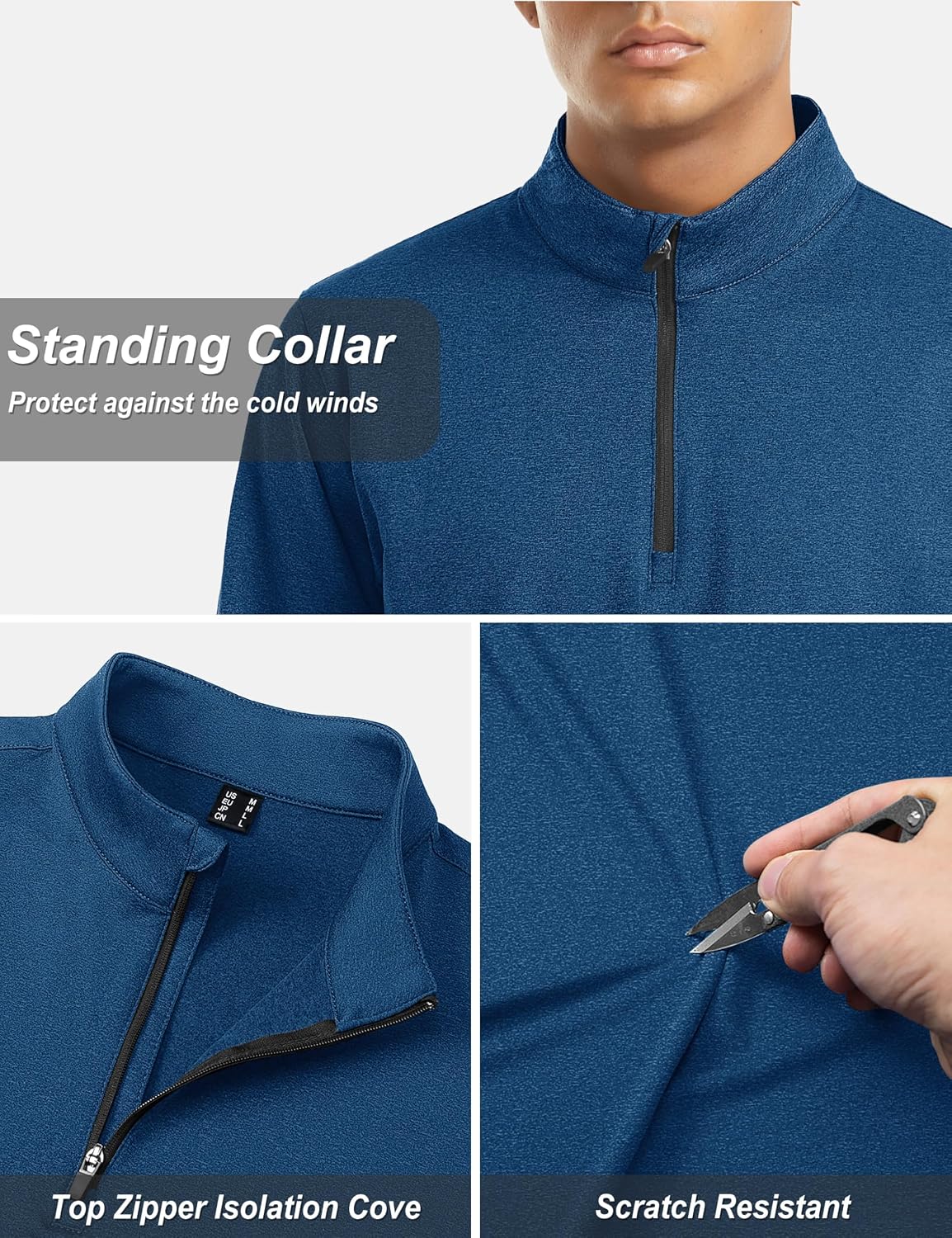 Detalle 2 de TACVASEN Men's 1/4-Zip Fleece Pullover, Lightweight Long-Sleeve Shirt