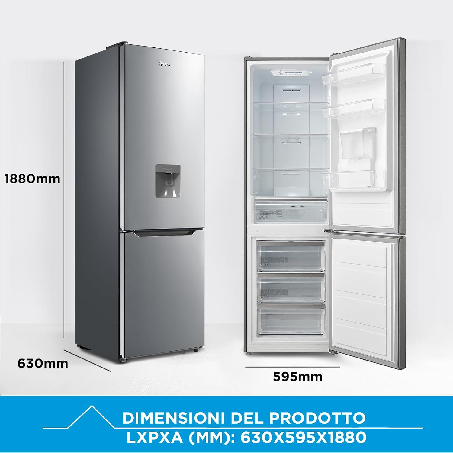 Thumbnail 1 de Midea MDRB424FGE02IW 310L - Frigorifero Combinato a Libera Installazione, Total No Frost e MultiFlow