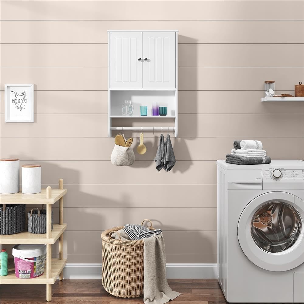 Detalle 2 de Yaheetech Armadietto bagno sospeso 73 x 48,5 x 14 cm