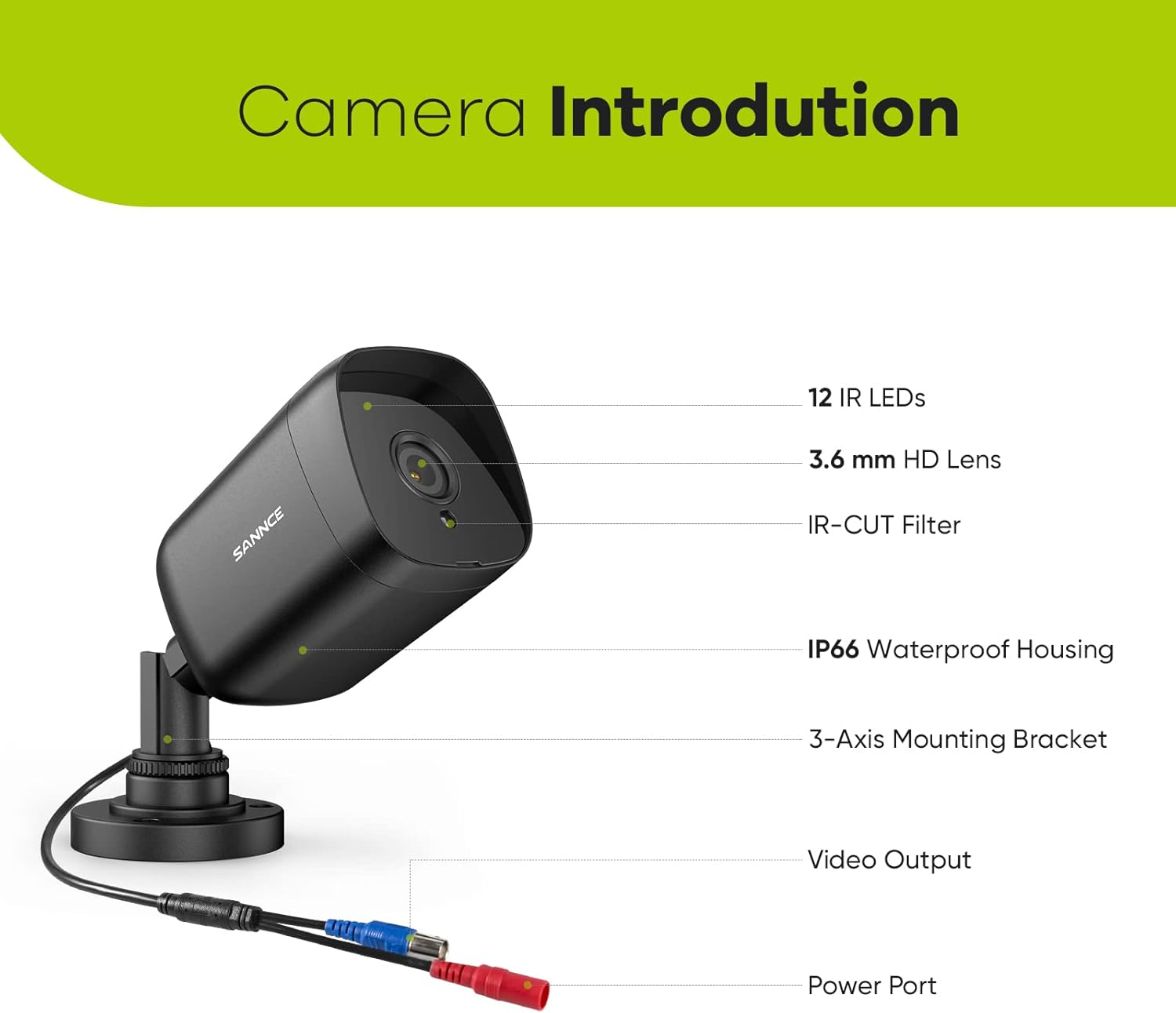 Thumbnail 6 de SANNCE 1080P Security Camera Bullet IP66 Weatherproof CCTV (TVI/Analog) – 2 Pack