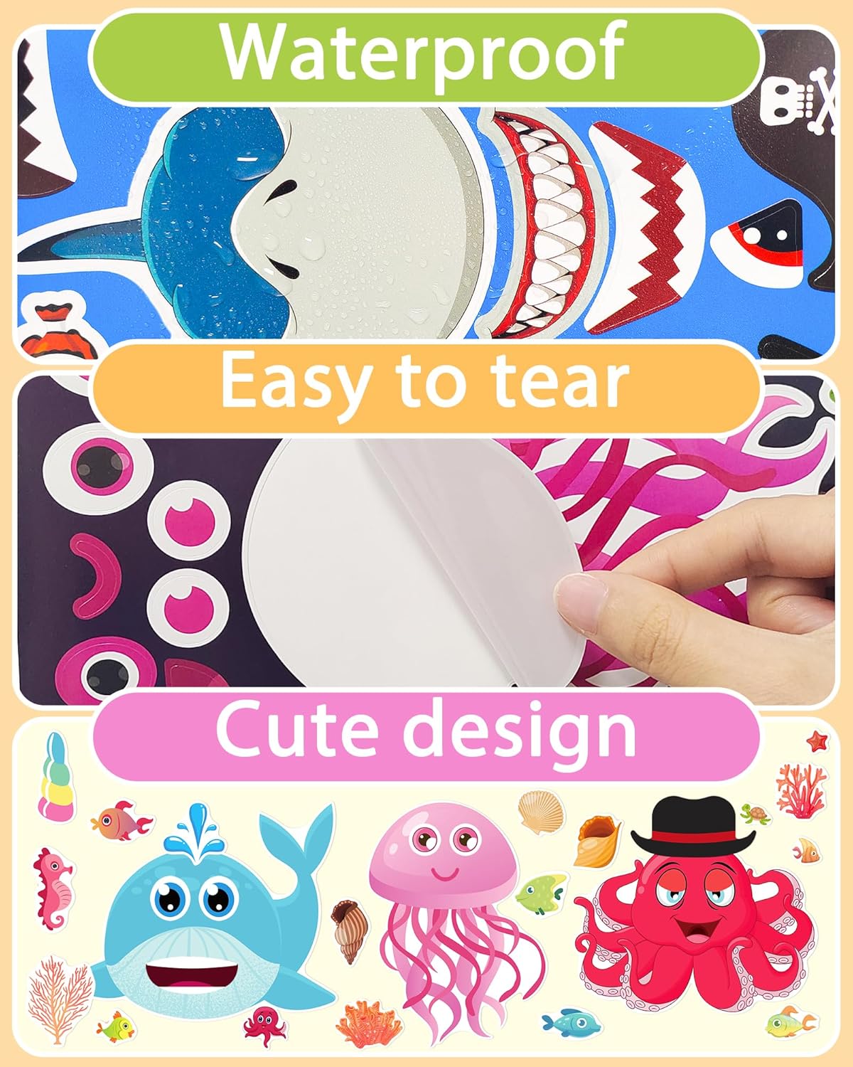 Detalle de 24 Pcs Make Your Own Sea Animal Sticker Sheets for Kids