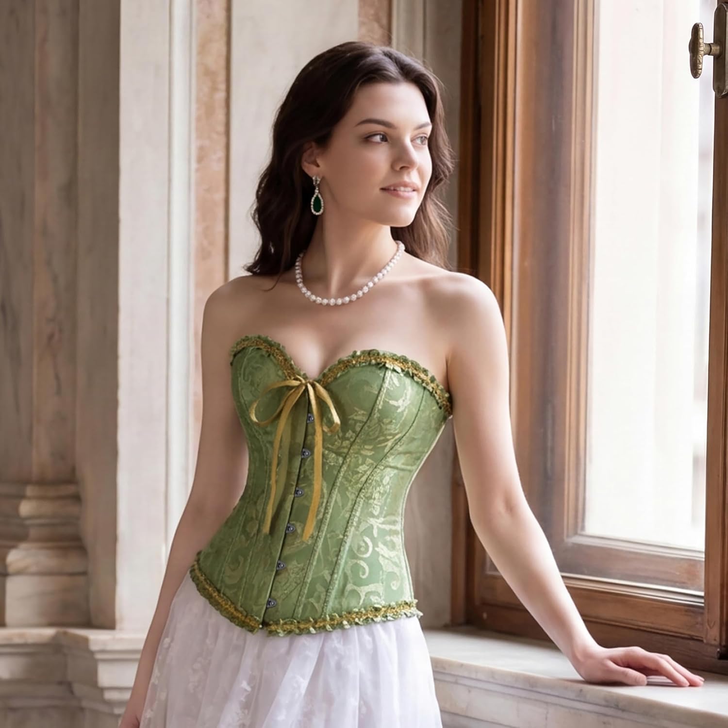Detalle 2 de Overbust Corset Top in Floral Brocade