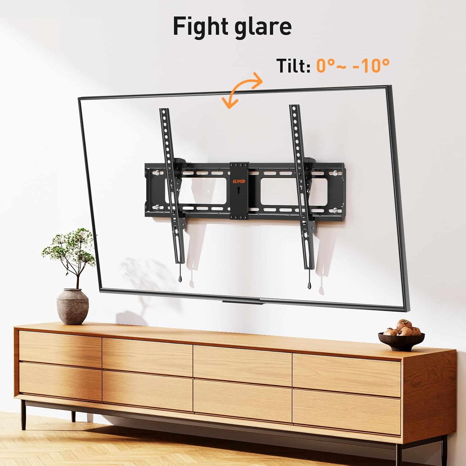 Thumbnail 2 de ELIVED Supporto da parete inclinabile per TV 37–75 pollici (VESA fino a 600x400), fino a 45 kg